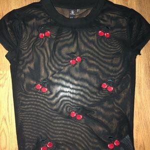 Volcom Tops - NWOT Volcom Cherry Mesh Tee Volcom Tops - NWOT Volcom Cherry Mesh Tee